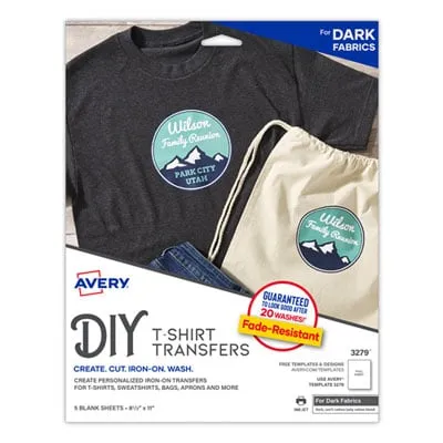 Avery Fabric Transfers, 8.5 x 11, White, 12/Pack (3275)