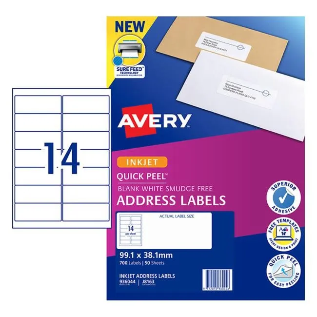 Avery Label J8163-50 Inkjet 50 Sheets