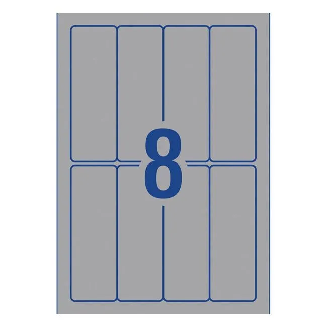 Avery Labels L7264 Metal Grey 32×94 A5 8 Up Pack 10