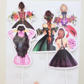 Backside Girl Cake Topper (Set Of 5)