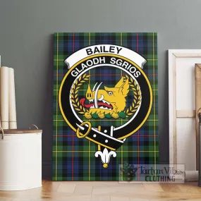 Bailey Modern Tartan Canvas Print Wall Art with Family Crest