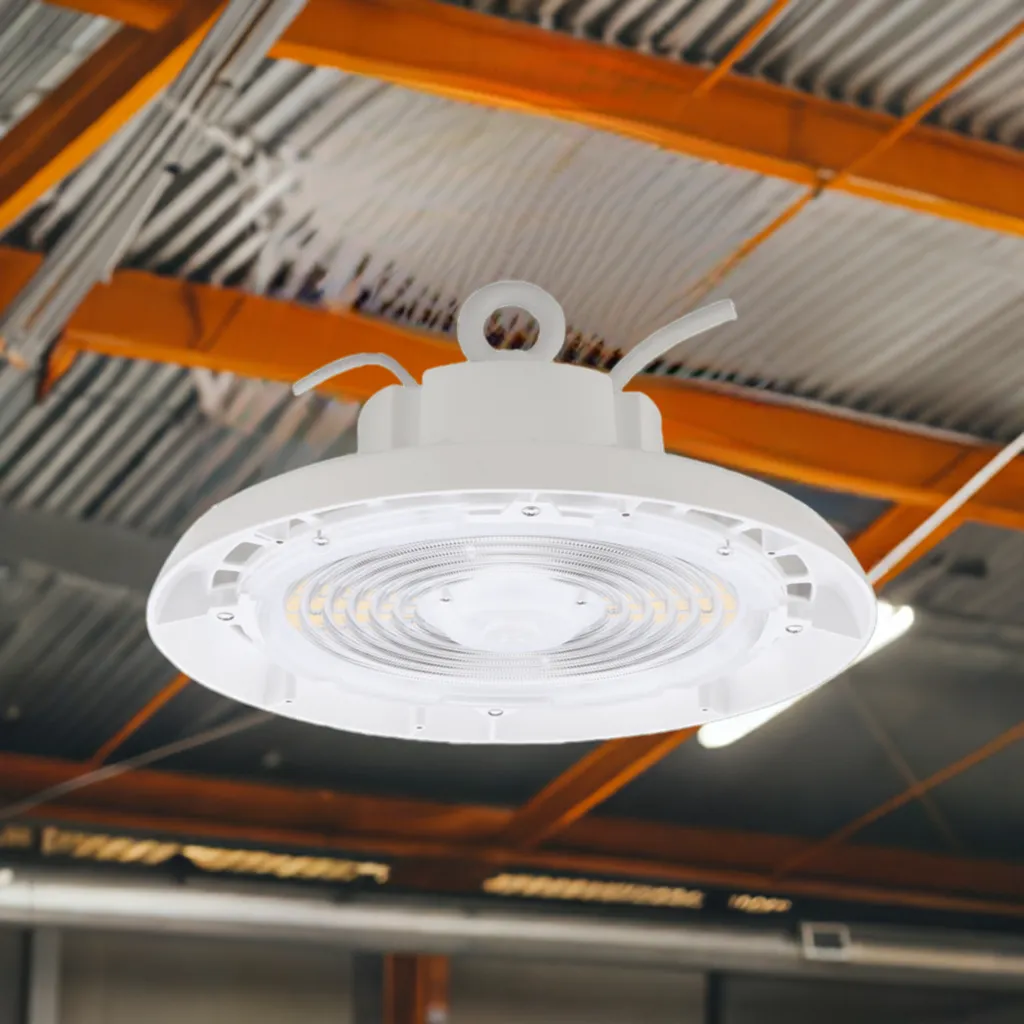 BAYE3 Round High Bay, 240/200/180W, 3500/4000/5000K, 120-277V, 0-10V Dimming, White