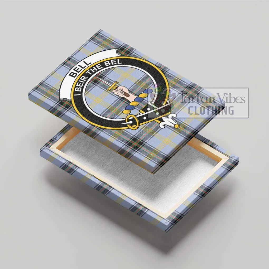 Bell Tartan Canvas Print Wall Art with Family Crest
