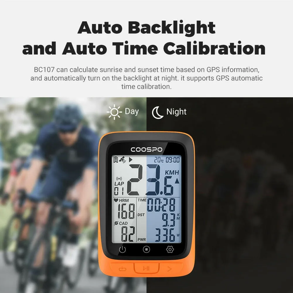 Bicycle Computer CooSpo BC107 IP67 2.3 INCH Ble5.0 Sync To Stra Ant  Sensors Wireless Light Bicycle MTB Speedometer