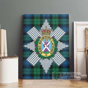 Black Watch Ancient Tartan Canvas Print Wall Art with Family Crest
