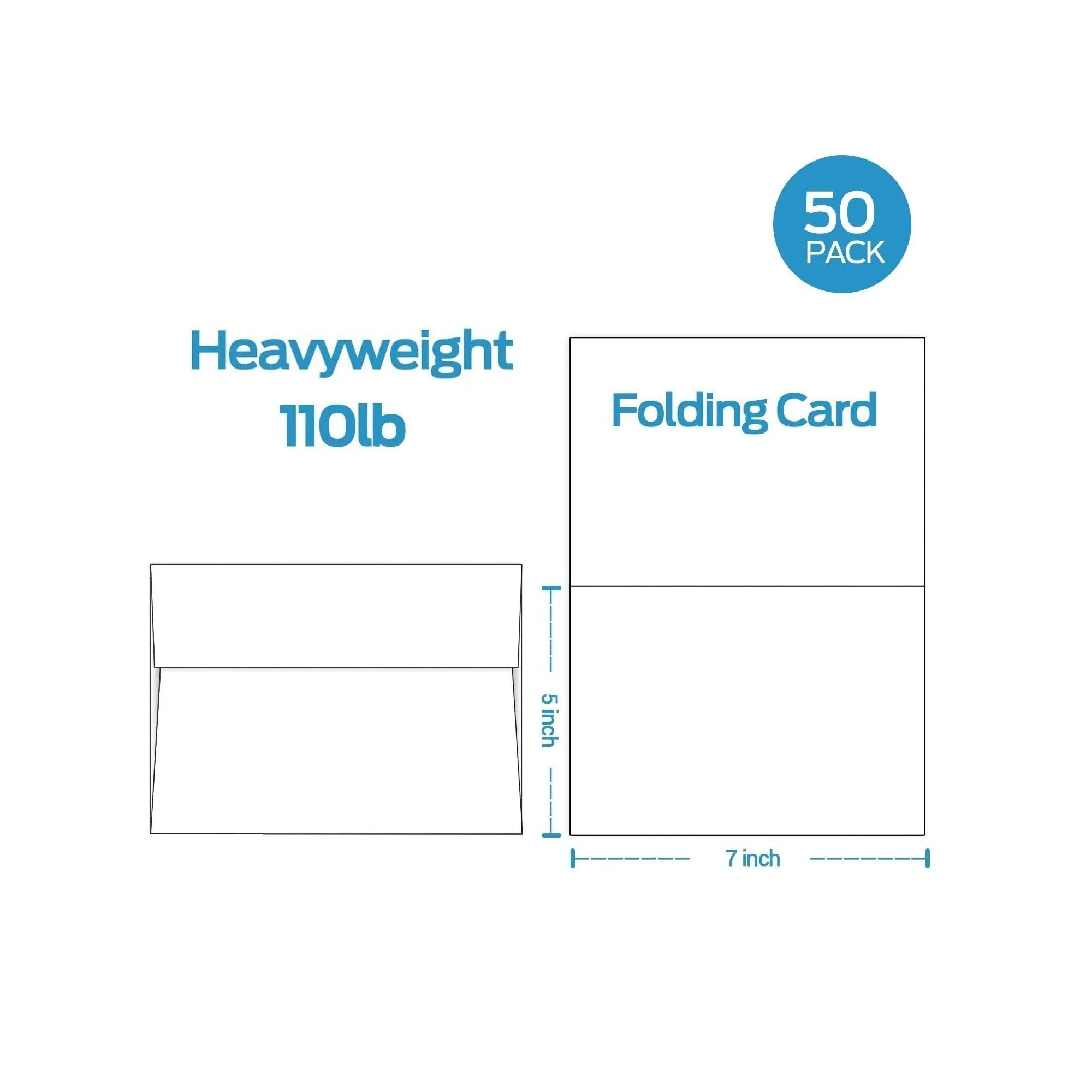 Blank White Cards and Envelopes 50 Pack, Ohuhu 5 x 7 Heavyweight Folded Cardstock and A7 Envelopes