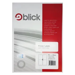 BLICK LABELS MULTI A4 99.1MM X 139MM 4 LABELS PER SHEET