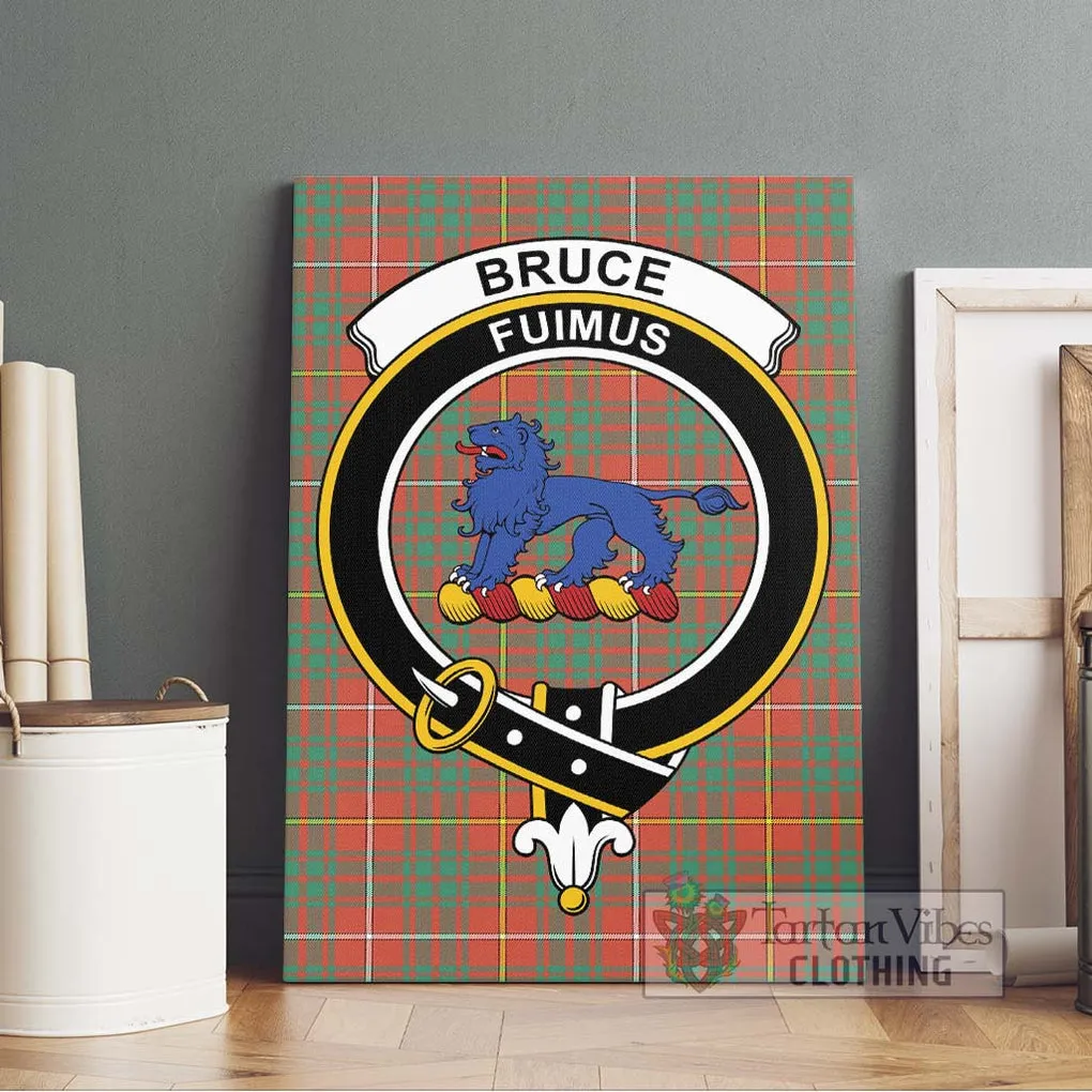 Bruce Ancient Tartan Canvas Print Wall Art with Family Crest