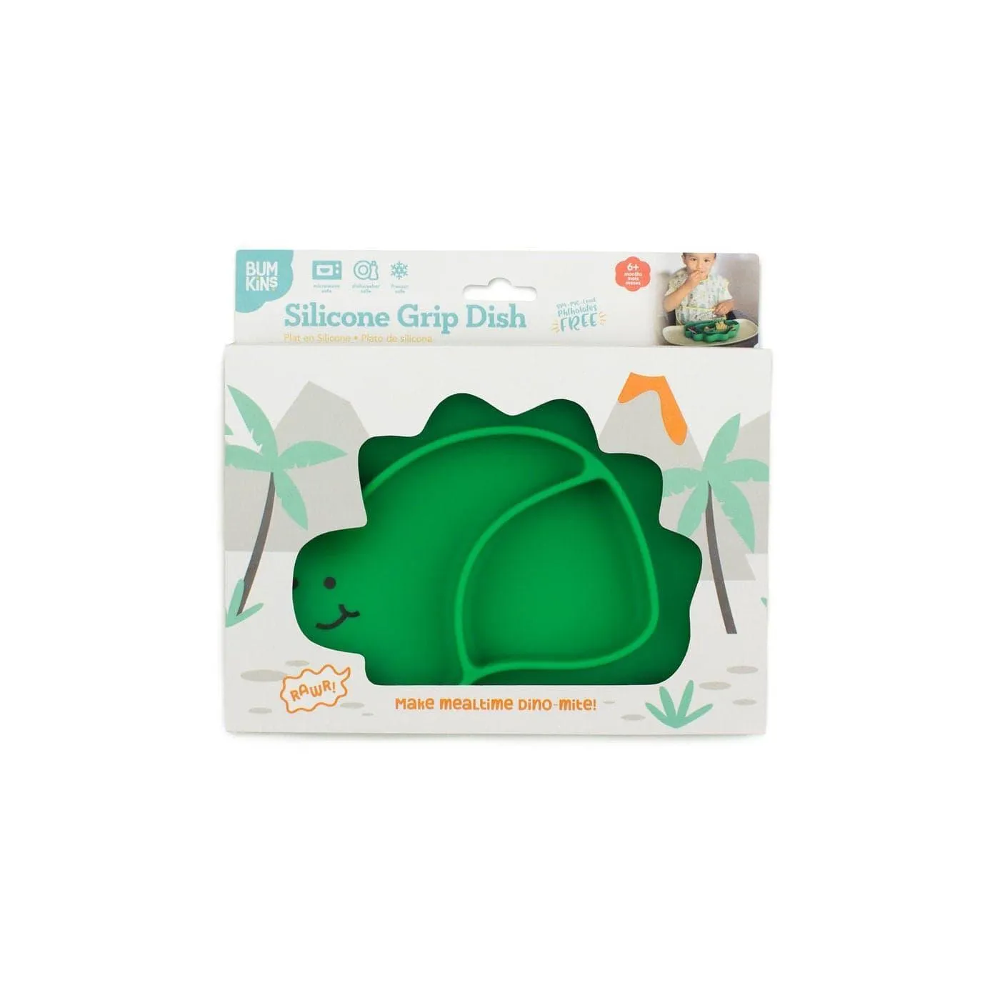 Bumkins Silicone Grip Dish - Dino