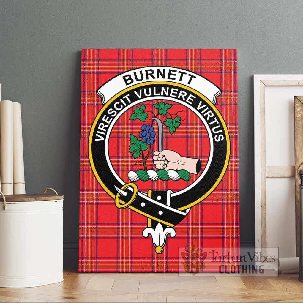 Burnett Modern Tartan Canvas Print Wall Art with Family Crest