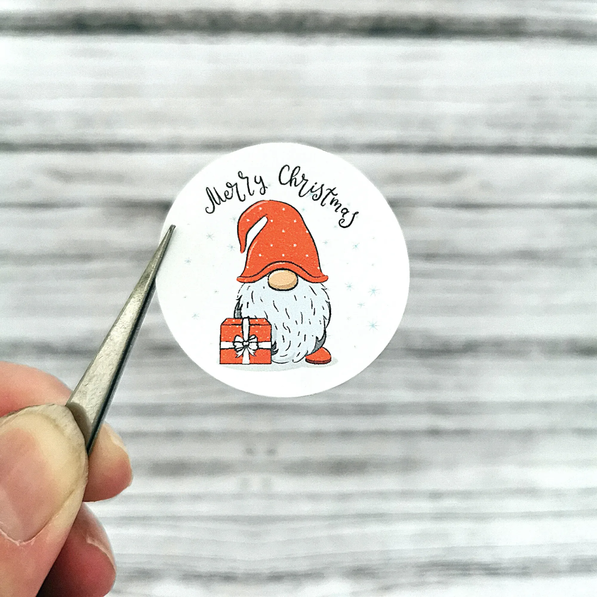 Christmas Gnome round stickers for packaging