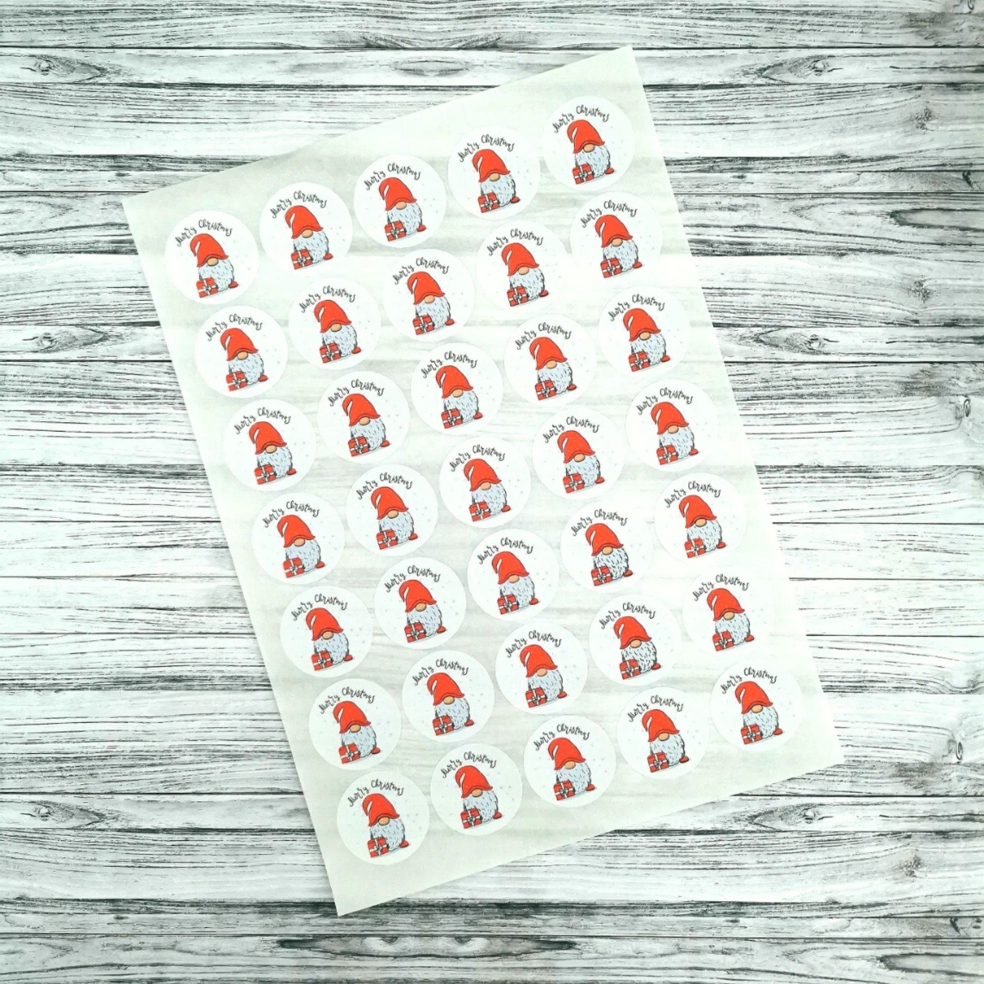 Christmas Gnome round stickers for packaging