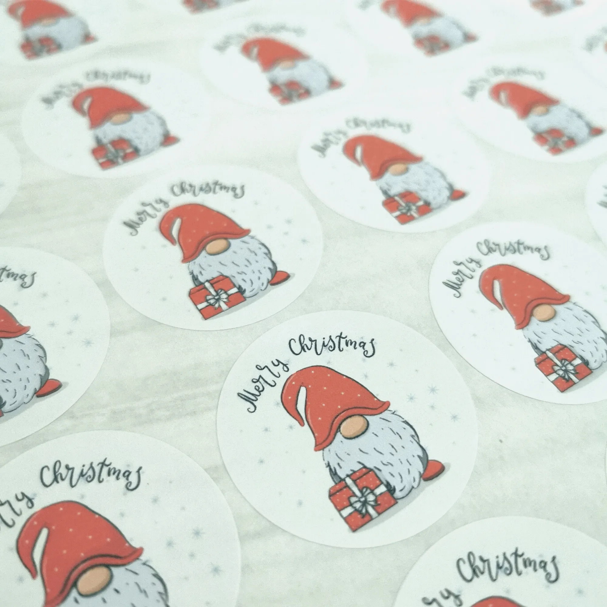 Christmas Gnome round stickers for packaging
