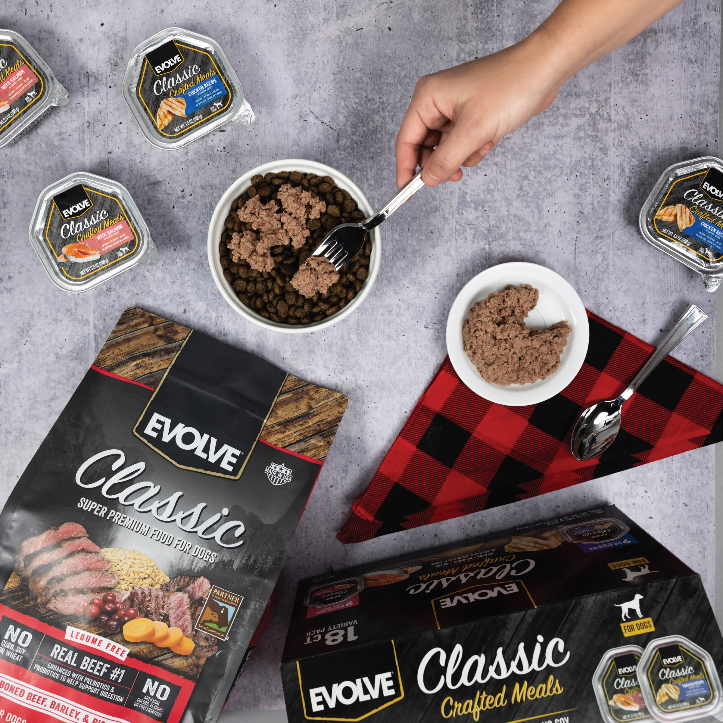 Classic Crafted Meals Wet Dog Food Variety Pack with Chicken & Salmon | 3.5 oz - 18 pk | Evolve
