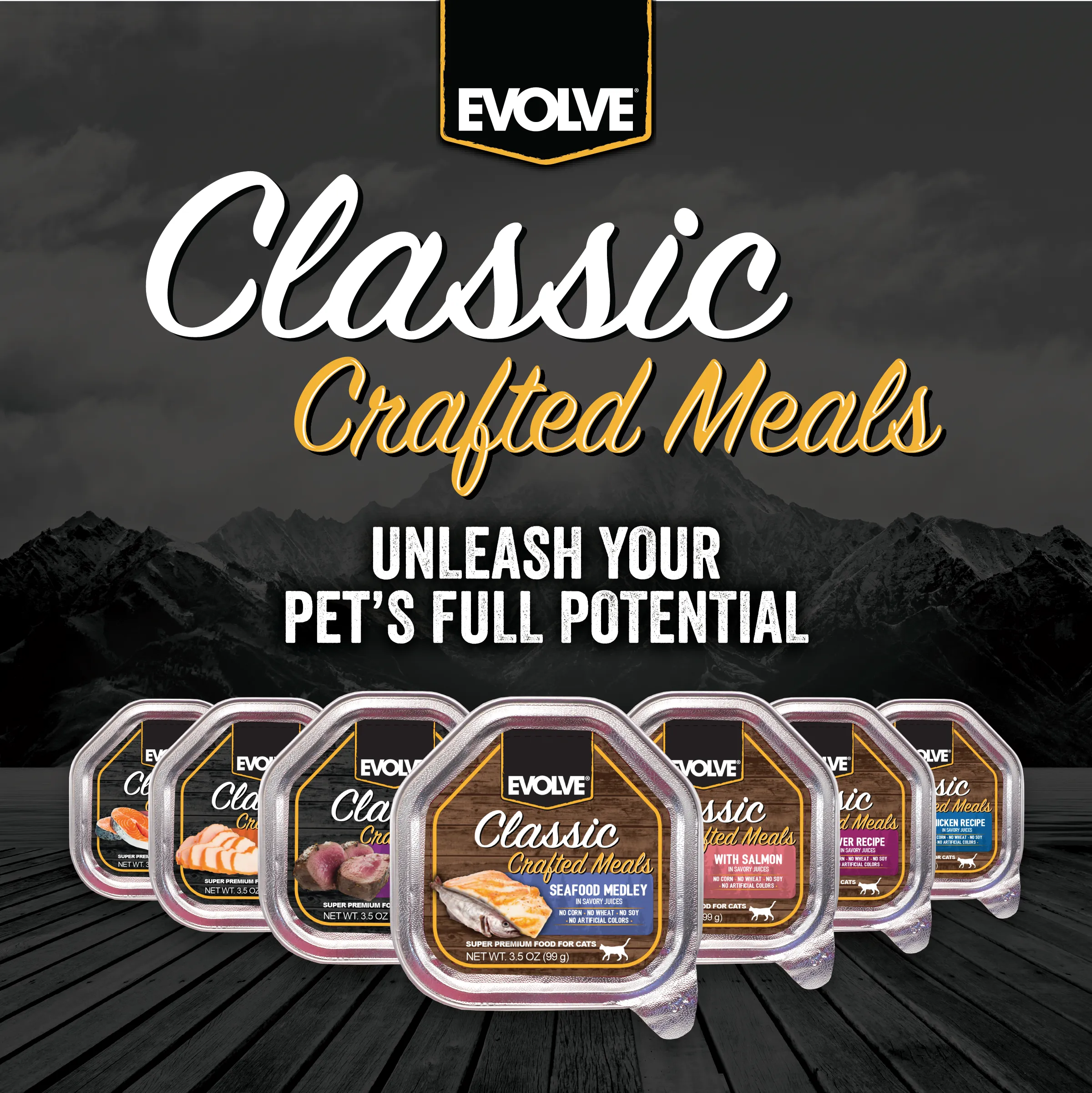 Classic Crafted Meals Wet Dog Food Variety Pack with Chicken & Salmon | 3.5 oz - 18 pk | Evolve