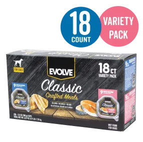 Classic Crafted Meals Wet Dog Food Variety Pack with Chicken & Salmon | 3.5 oz - 18 pk | Evolve
