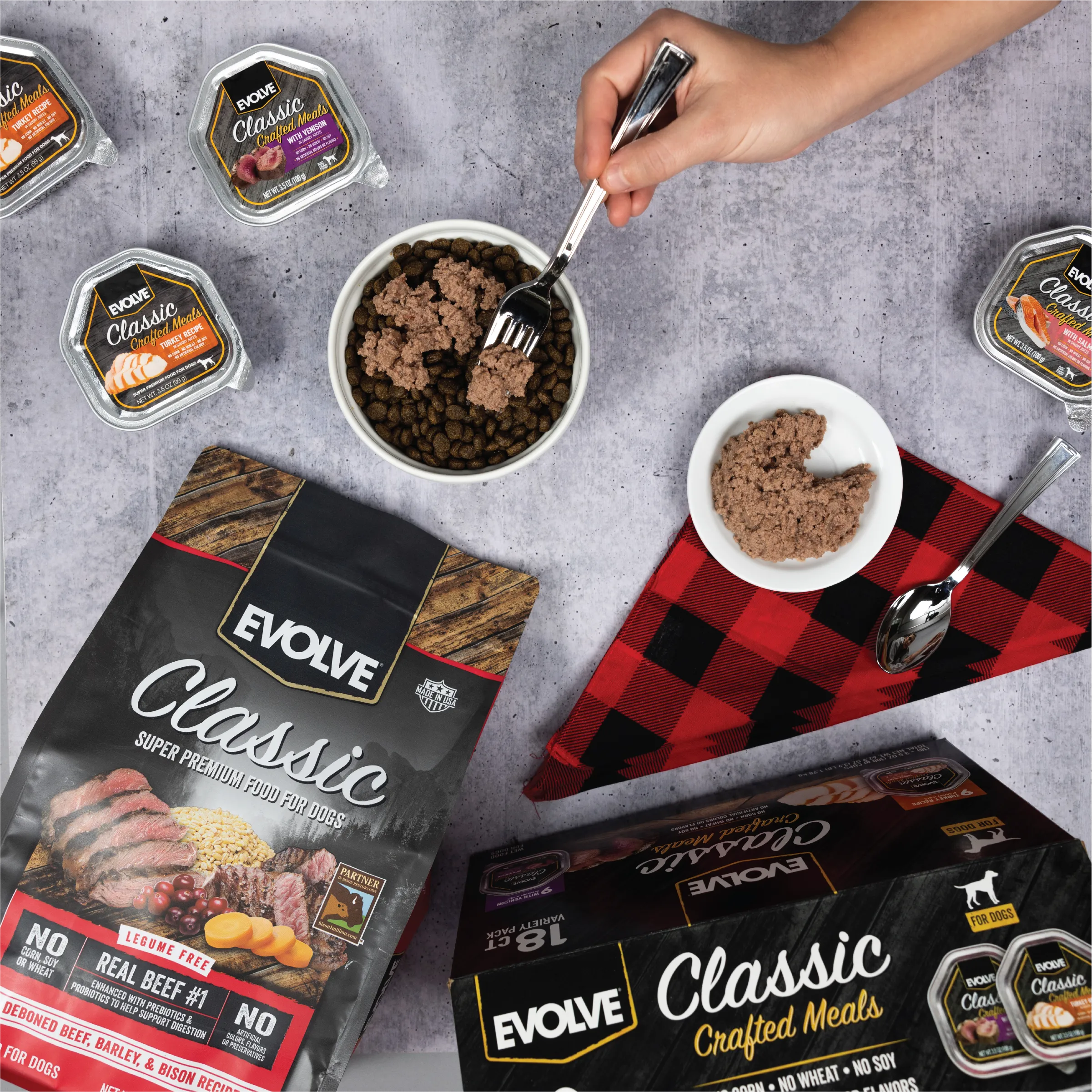 Classic Crafted Meals Wet Dog Food Variety Pack with Turkey & Venison | 3.5 oz - 18 pk | Evolve