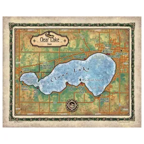 Clear Lake Iowa, lake art, lake map, Iowa gift, clear lake map, poster, print, vintage style wall art, map gift, travel gift, rustic decor
