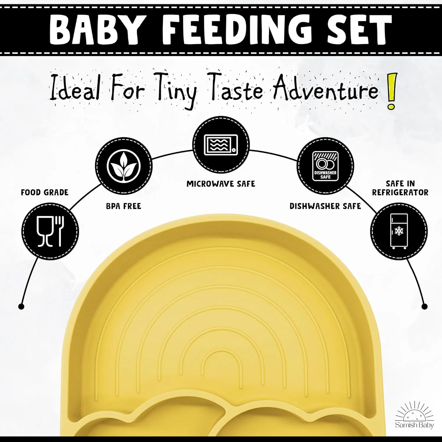 Colorful Arch Silicone Feeding Set – Sustainable, Non-Slip Baby Tableware
