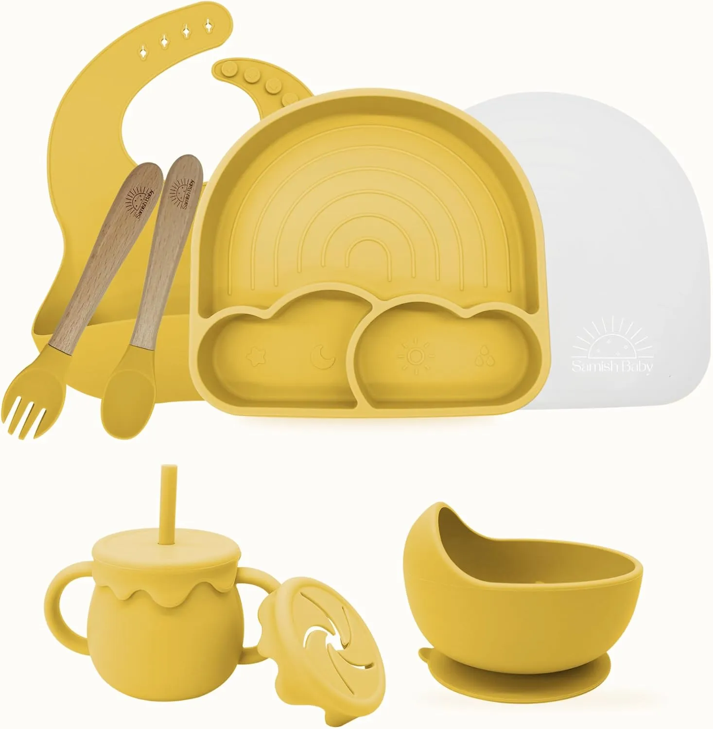 Colorful Arch Silicone Feeding Set – Sustainable, Non-Slip Baby Tableware