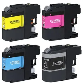 Compatible Brother LC103 XL Ink - 4 Pack (1xBlack, 1xCyan, 1xMagenta, 1xYellow) (Replaces LC101)