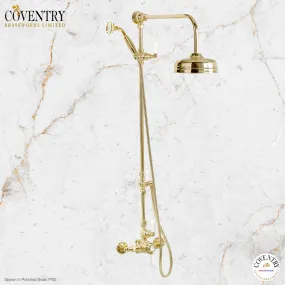 Coventry Brassworks Luxury 1/2" Exposed Thermostatic Shower System with 8" Shower Head, Built In Diverter, and Standard Hand Shower with Lever Handle