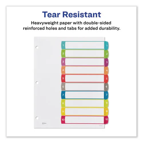 Customizable Toc Ready Index Multicolor Tab Dividers, 10-tab, 1 To 10, 11 X 8.5, White, Contemporary Color Tabs, 1 Set