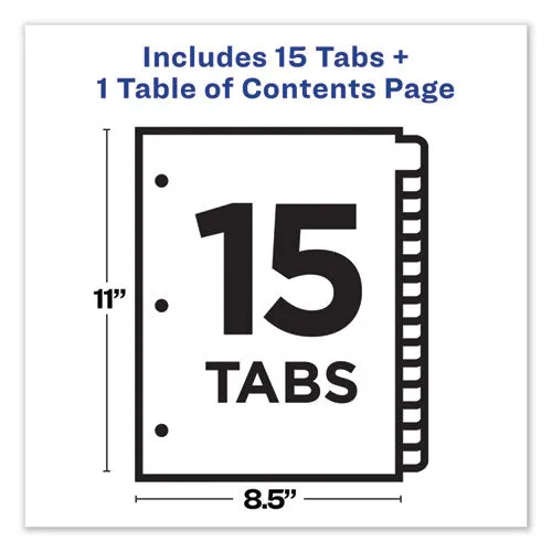 Customizable Toc Ready Index Multicolor Tab Dividers, 15-tab, 1 To 15, 11 X 8.5, White, Contemporary Color Tabs, 1 Set
