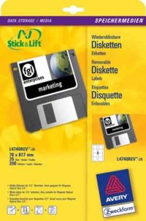 Disk labels 70 x 67.7mm, inkjet, b / w laser, color laser, removable