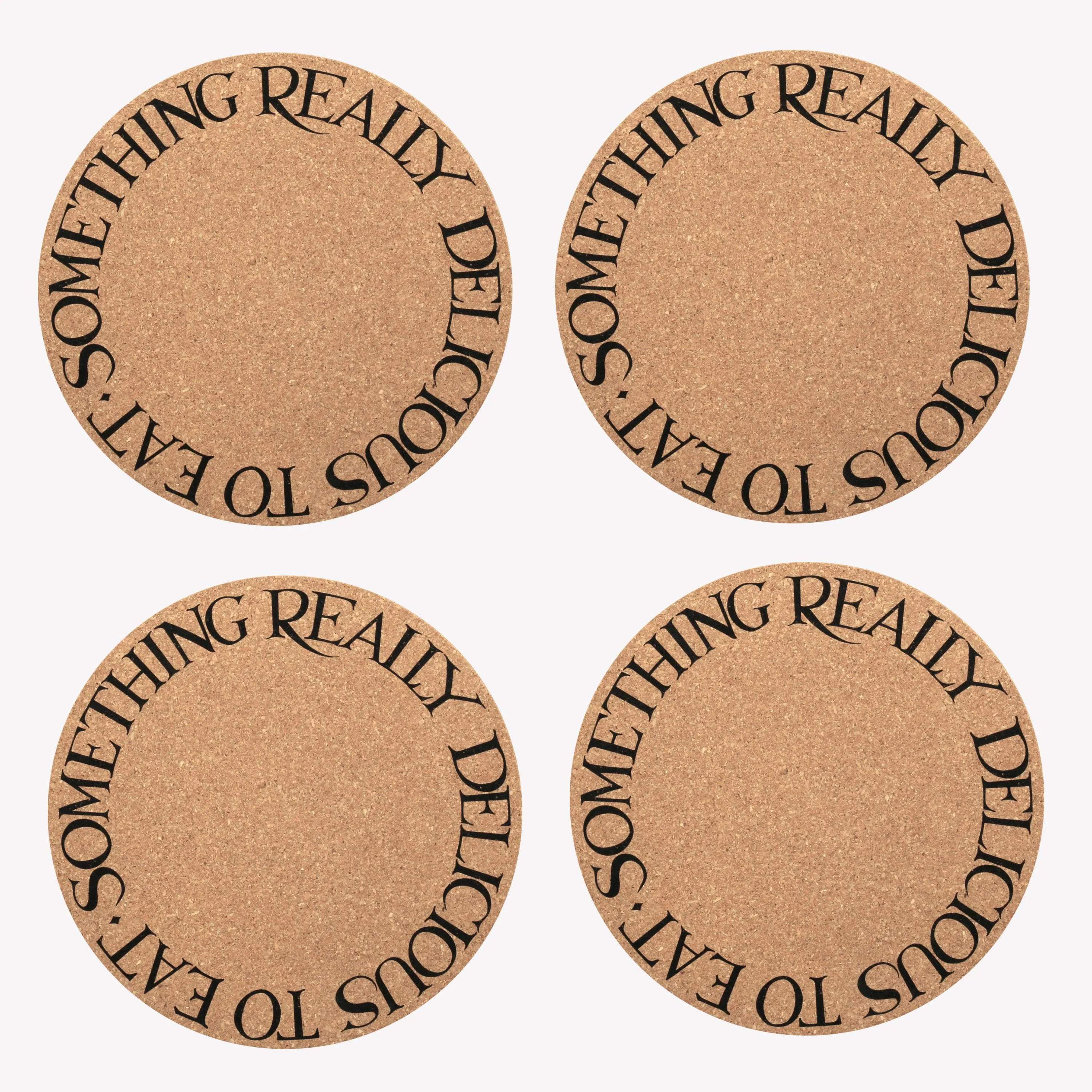 Emma Bridgewater Black Toast Round Cork Placemats x4