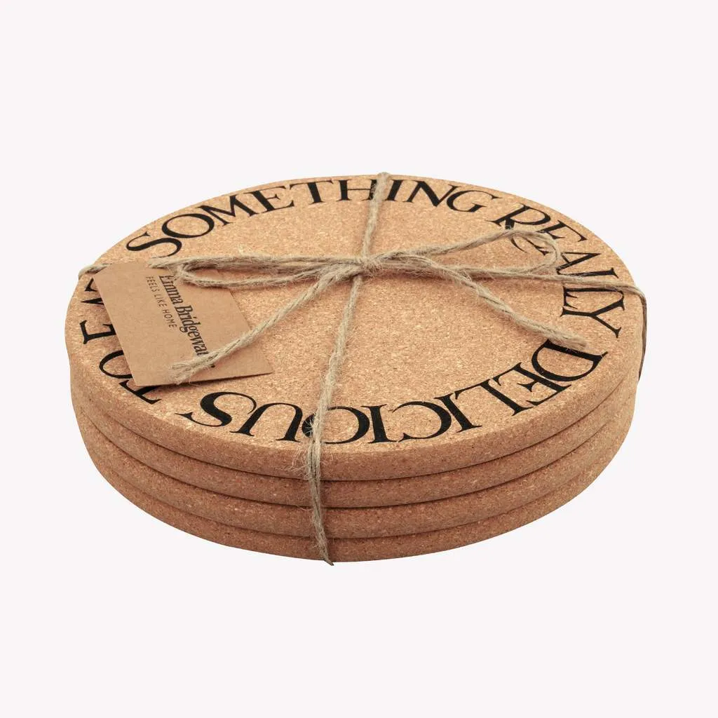 Emma Bridgewater Black Toast Round Cork Placemats x4