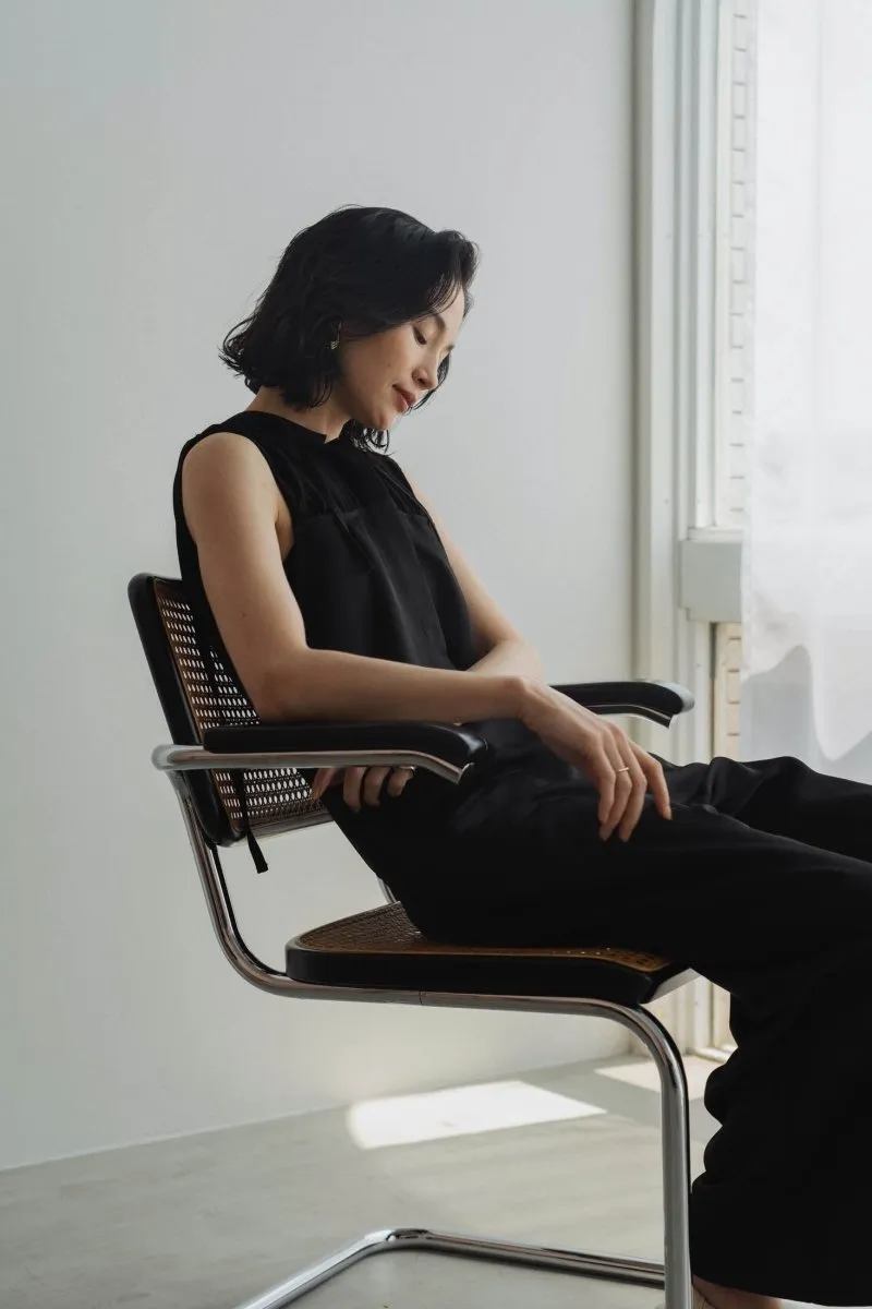 ennui sheer satin all in one/black