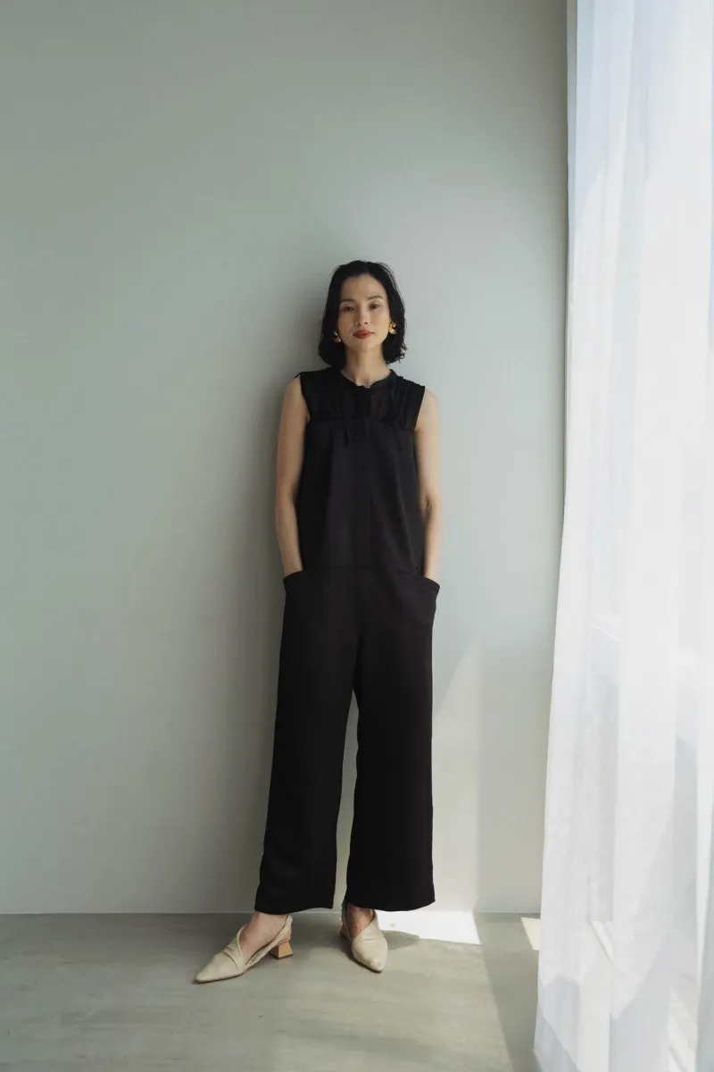 ennui sheer satin all in one/black