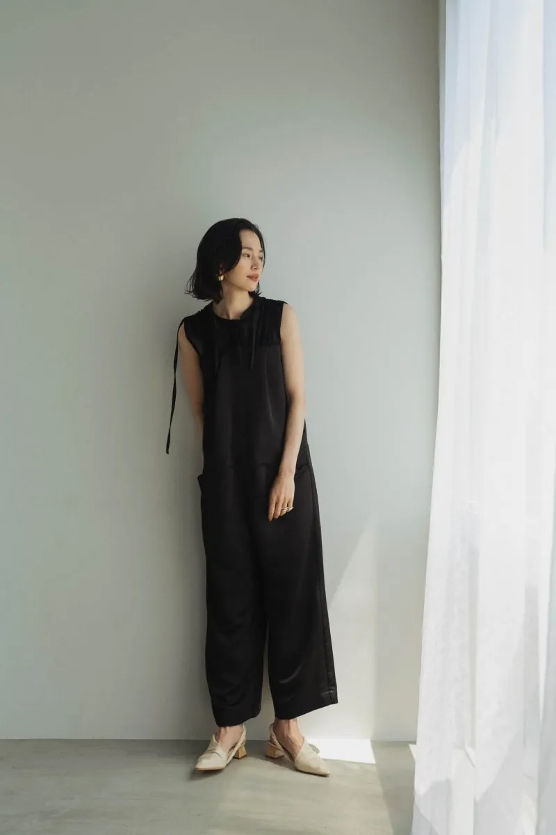 ennui sheer satin all in one/black