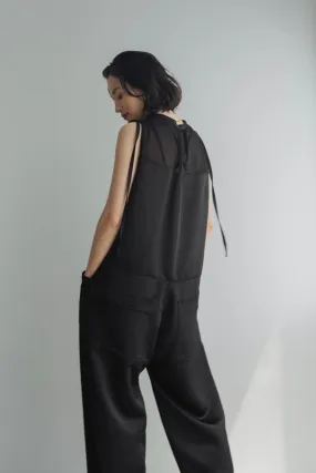 ennui sheer satin all in one/black