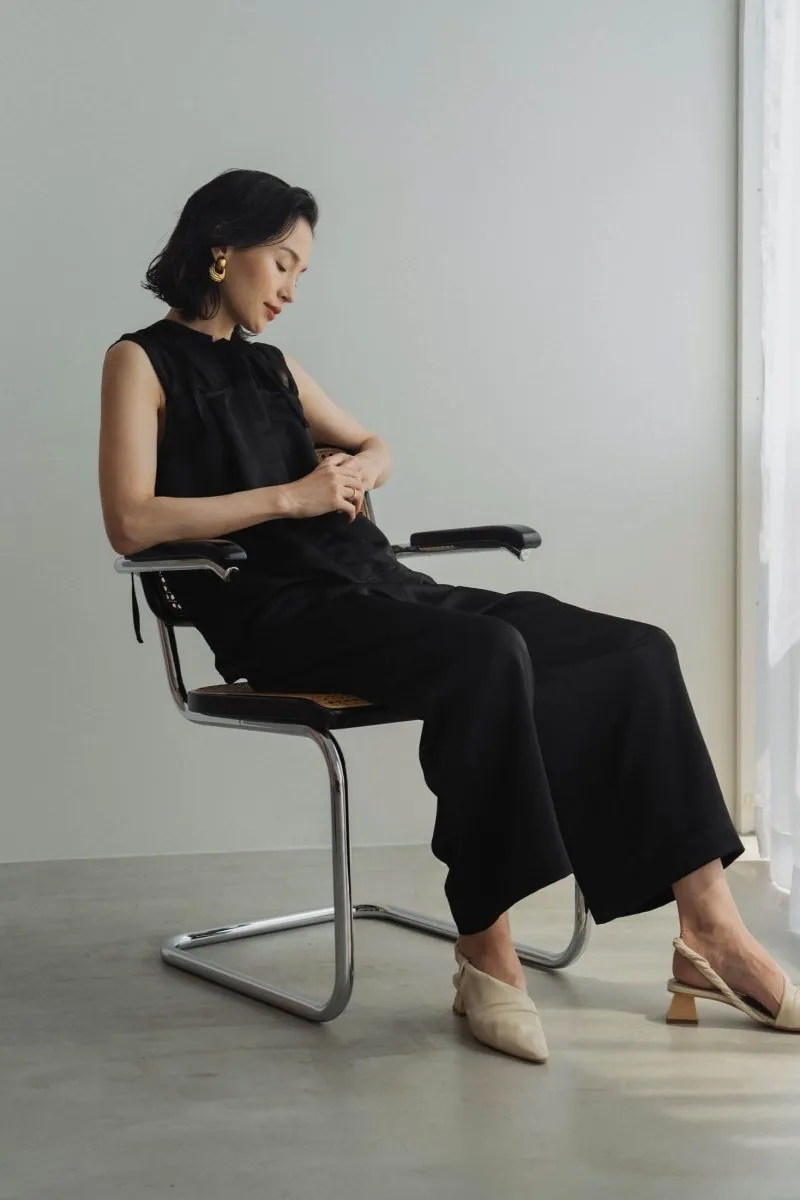 ennui sheer satin all in one/black