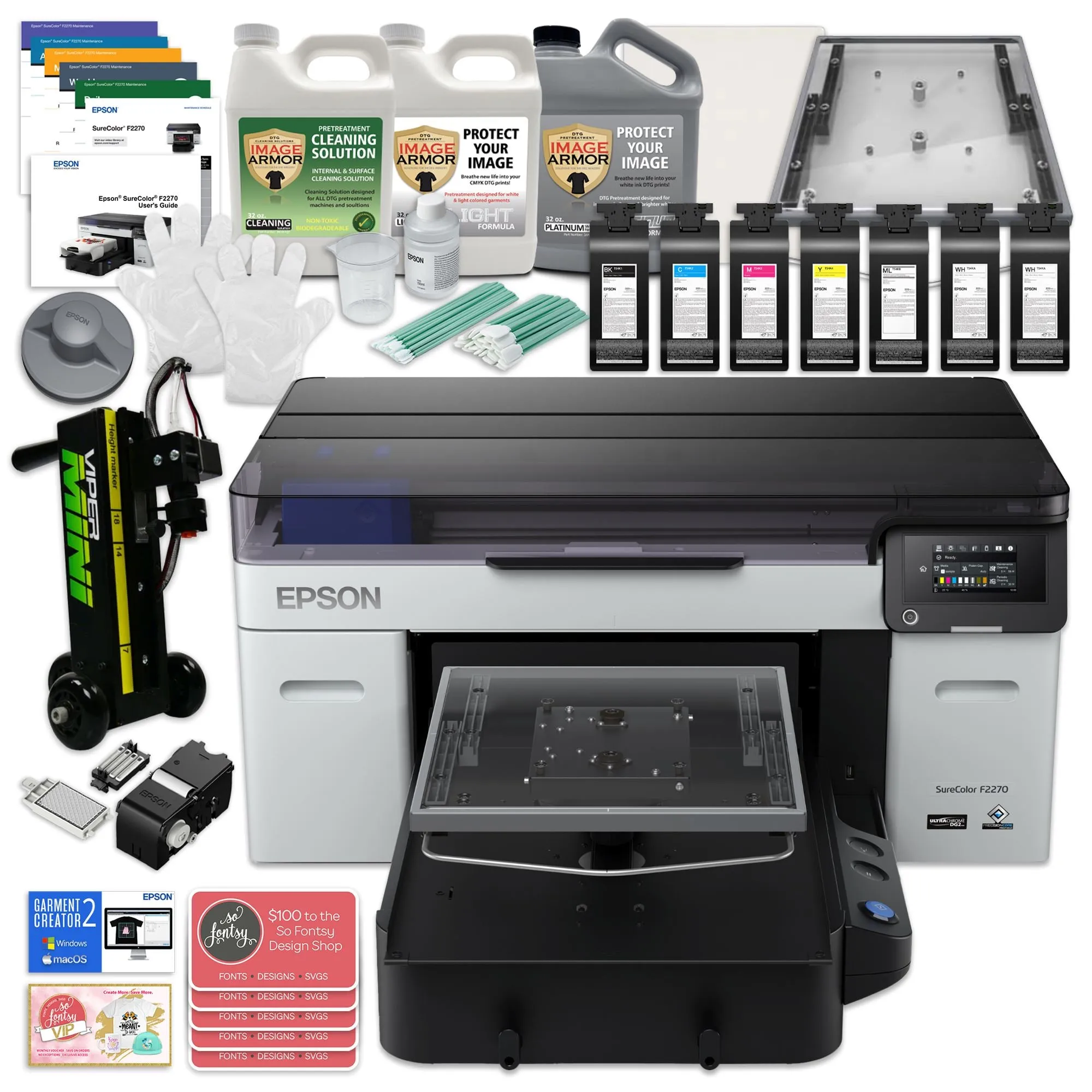 Epson F2270 DTG & DTF Combo Printer with Deluxe DTG Pretreatment Bundle