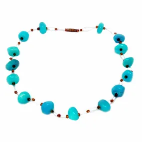 Floating Stone & Maasai Bead Necklace Turquoise