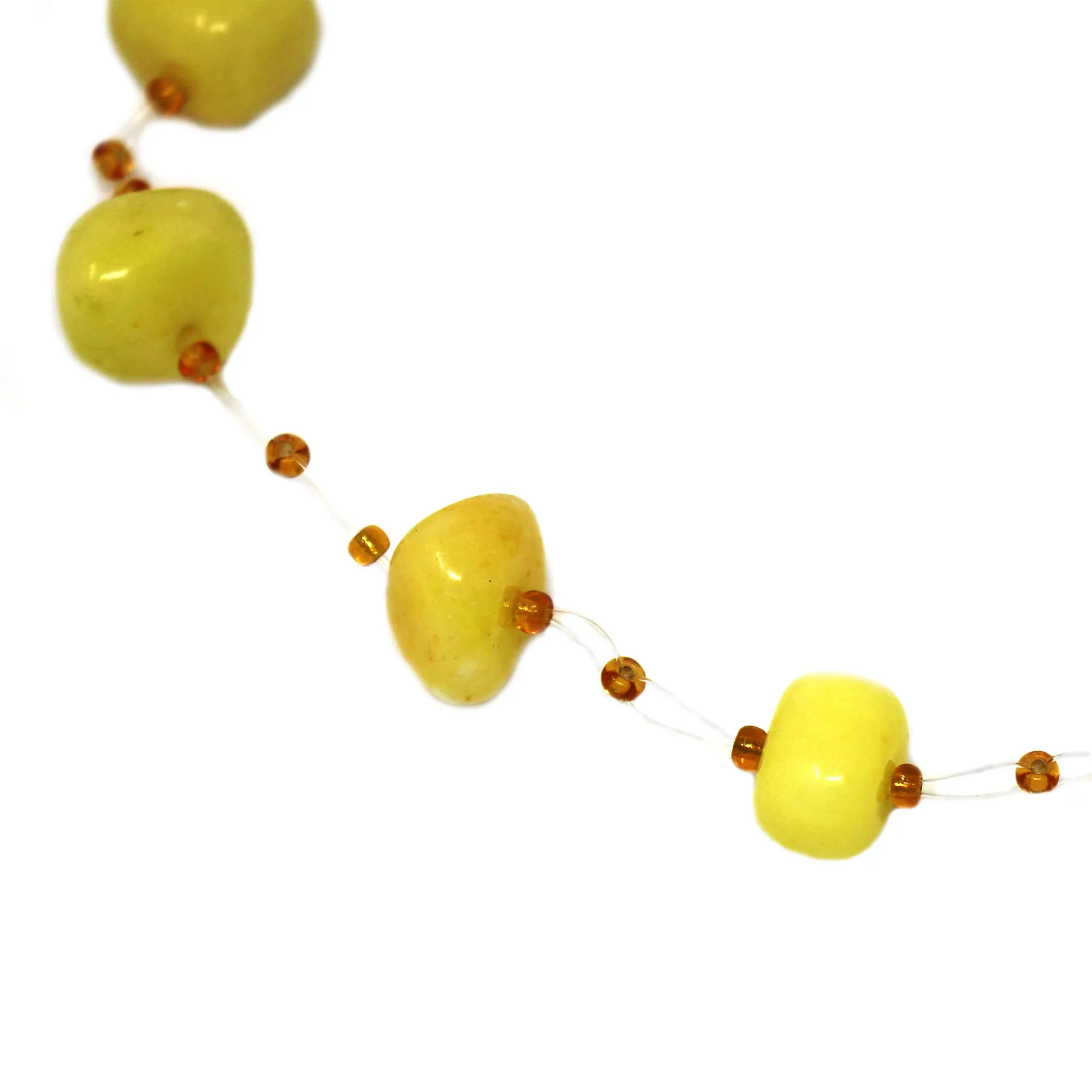 Floating Stone & Maasai Bead Necklace Yellow