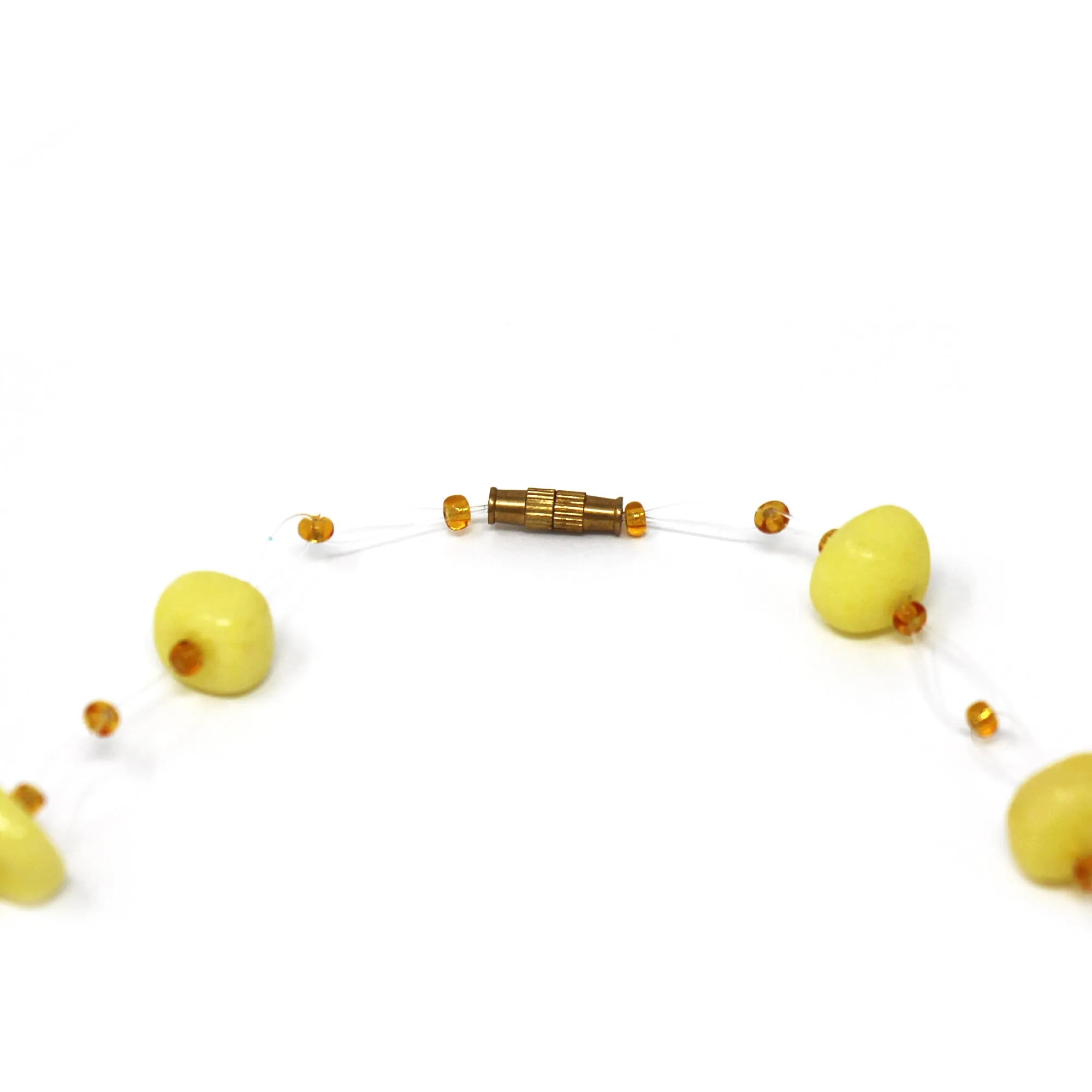 Floating Stone & Maasai Bead Necklace Yellow