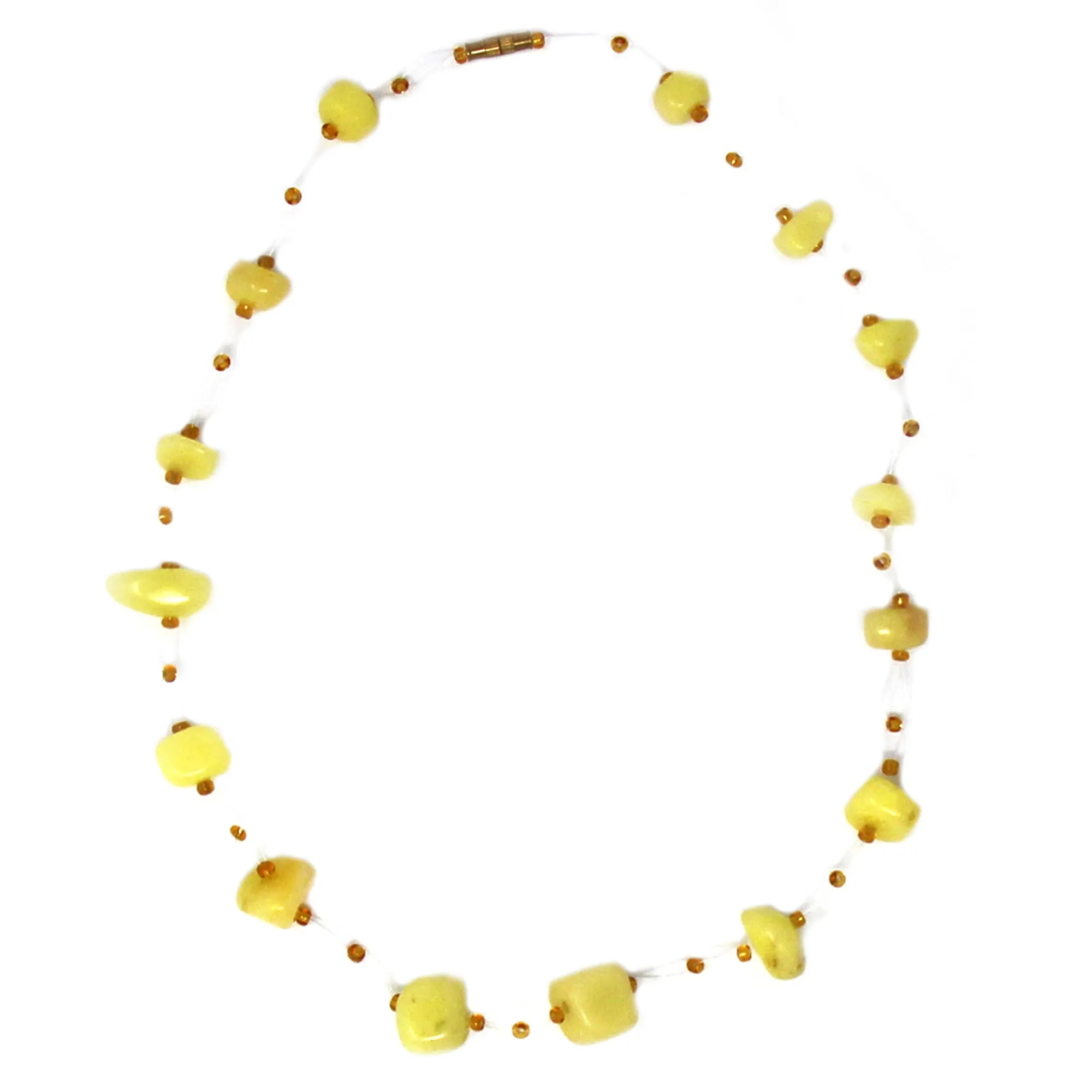Floating Stone & Maasai Bead Necklace Yellow