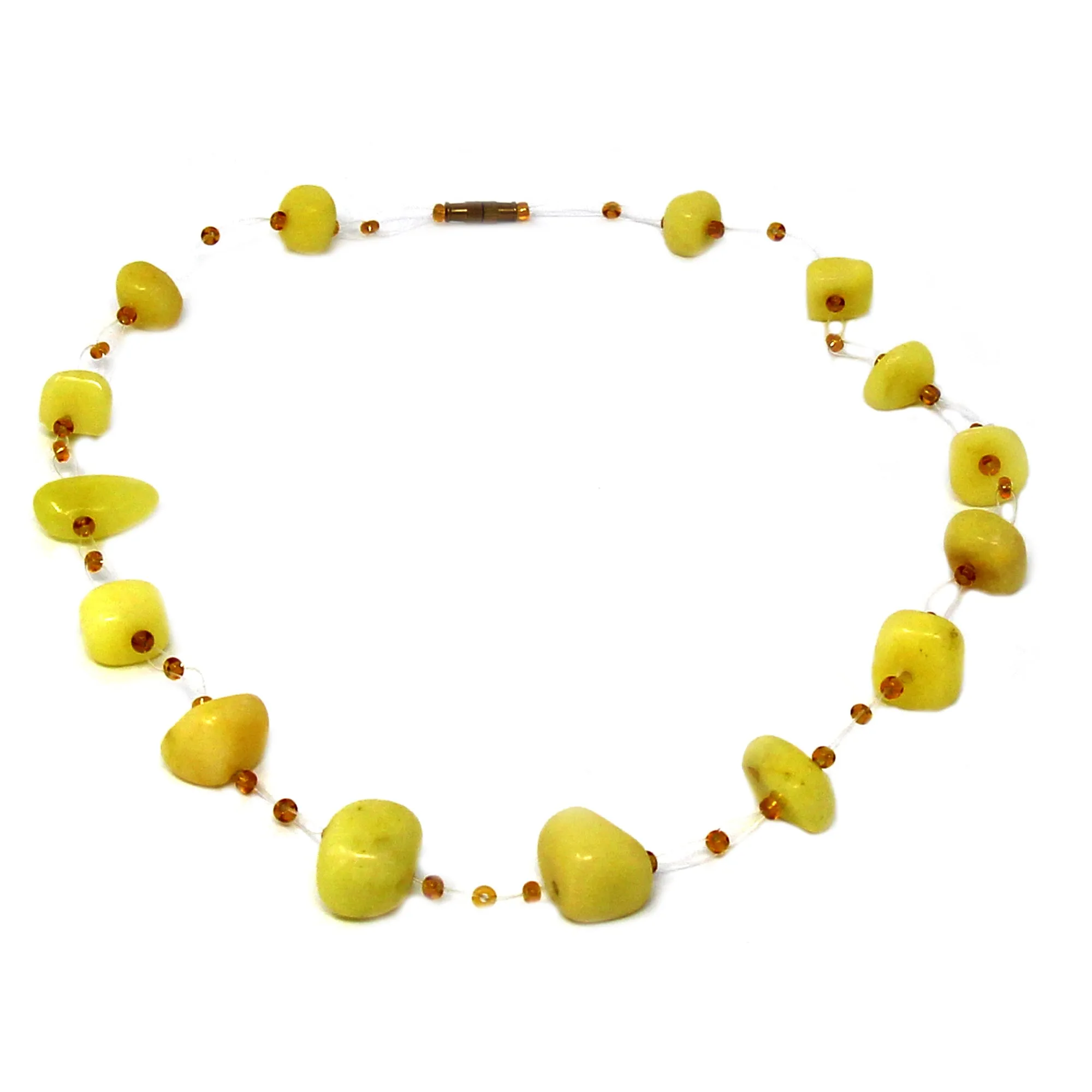 Floating Stone & Maasai Bead Necklace Yellow