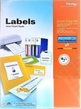 Formtec Label 200/70x52mm Blister Pack of 20 Sheets