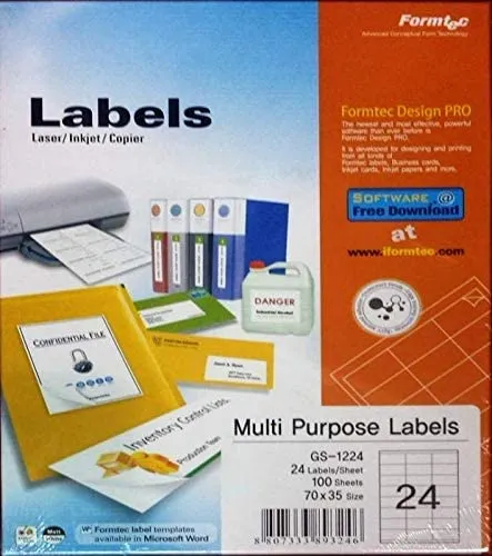 Formtec Labels 70x35mm 24 Labels Per Sheet