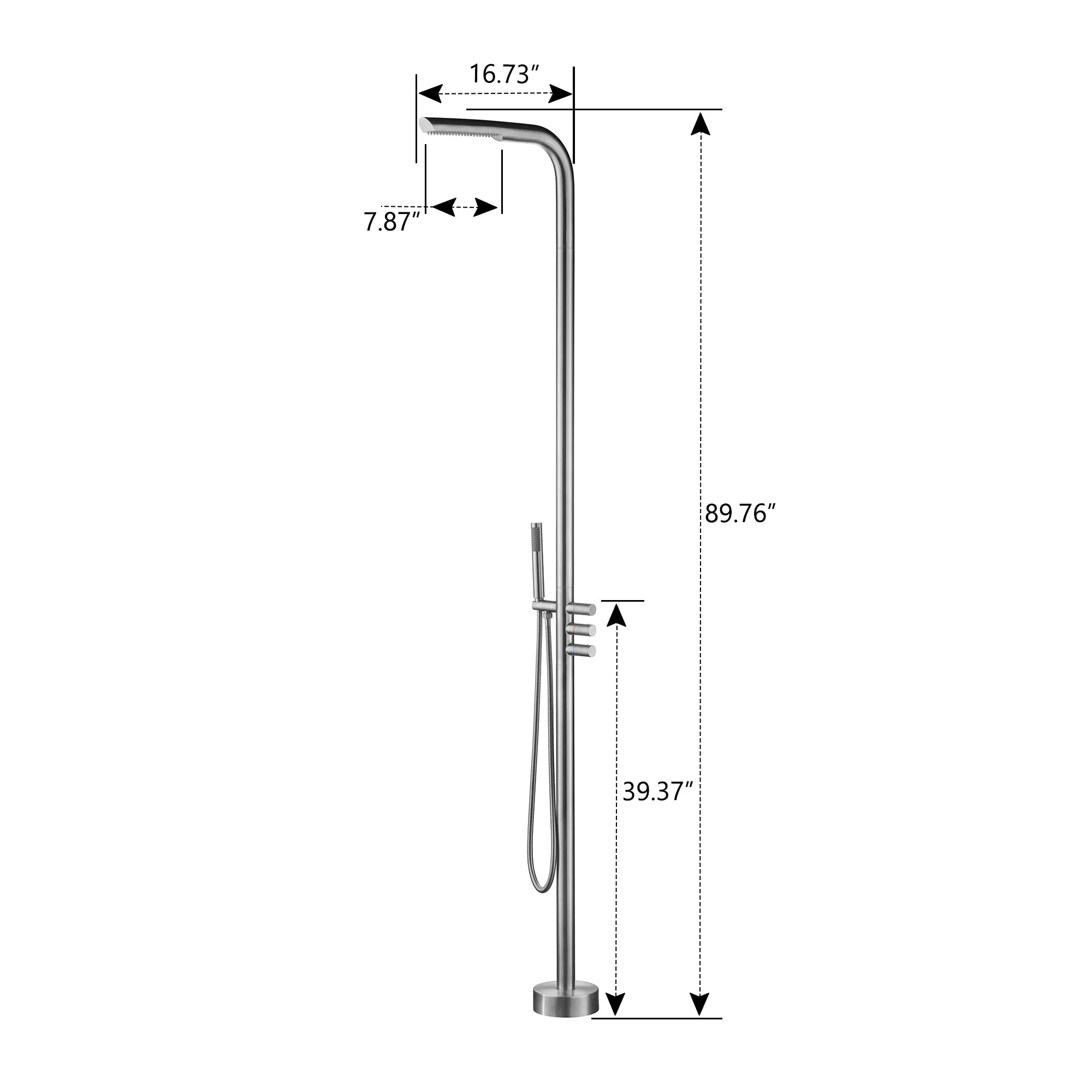 Freestanding Swimming Pool Outdoor Shower with Hand Shower Brushed Nickel JK0089
