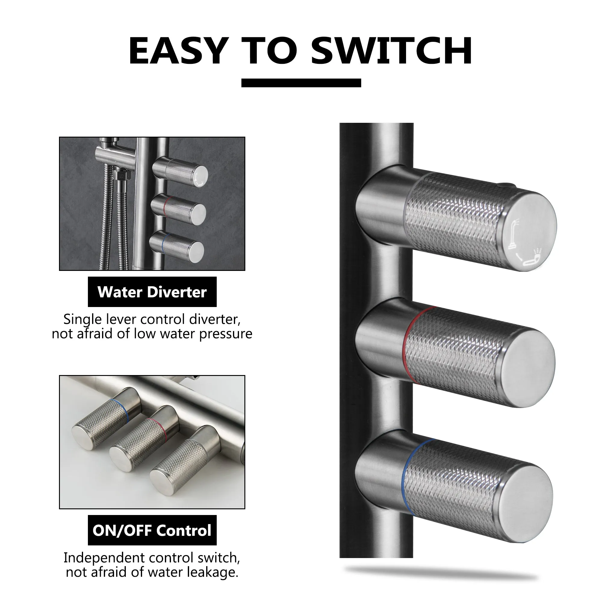 Freestanding Swimming Pool Outdoor Shower with Hand Shower Brushed Nickel JK0089