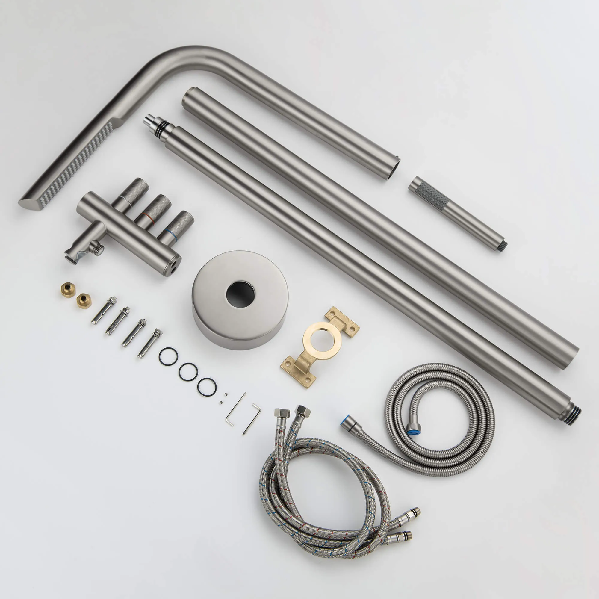 Freestanding Swimming Pool Outdoor Shower with Hand Shower Brushed Nickel JK0089