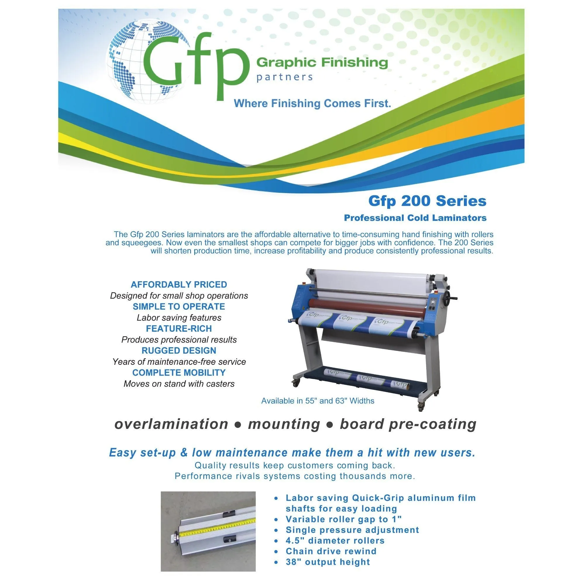 GFP 255-C Compact Cold Roll Laminator with Stand - 55"