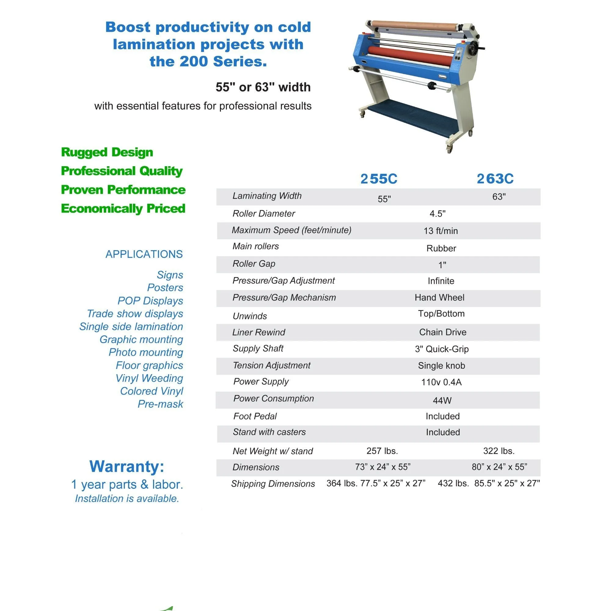 GFP 255-C Compact Cold Roll Laminator with Stand - 55"