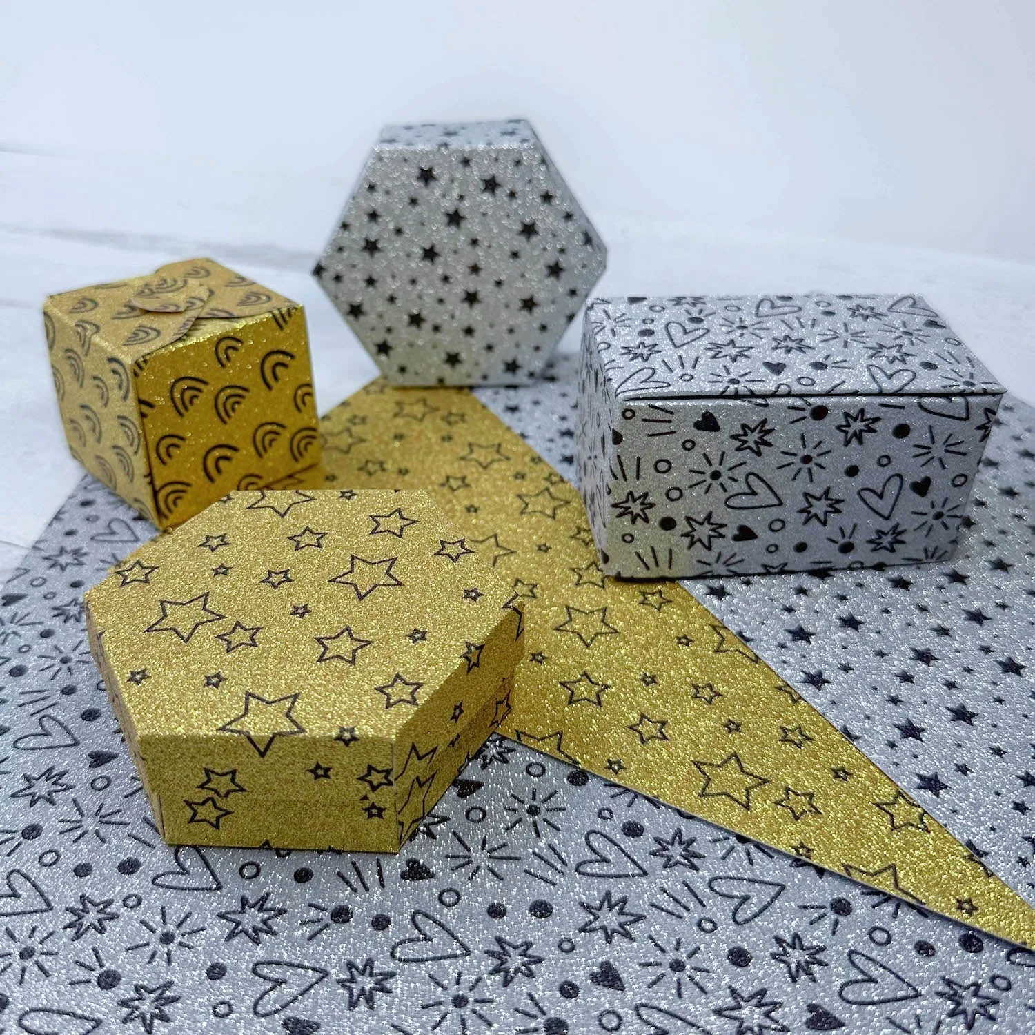 Gold and Silver Diamond Print Inkjet Glitter Multipack